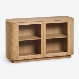 Sklum Aparador Rectangular 130x40 Cm En Mdf Y Cristal Templado Walia Sklum