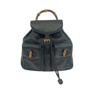 Gucci Pre-owned Backpacks, female, Black, Size: ONE SIZE Pre-owned Leather Backpack Black Gold Hardware