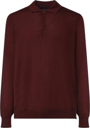 Fay Polo Manica Lunga con Abbottonatura Parziale - - Tops - Uomo - Rosso - XL
