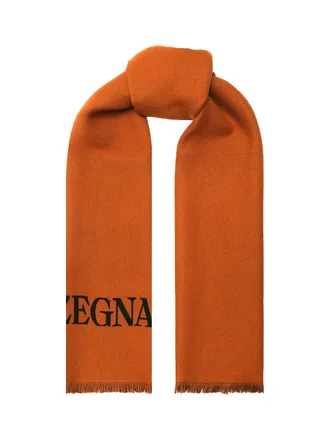 Ermenegildo Zegna Logo Wool Scarf - Orange
