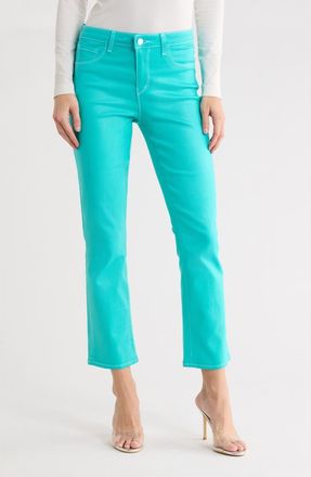 L'agence Tati High Waist Coated Crop Micro Bootcut Jeans in Pool Blue/wht Con Ct at Nordstrom Rack, Size 28