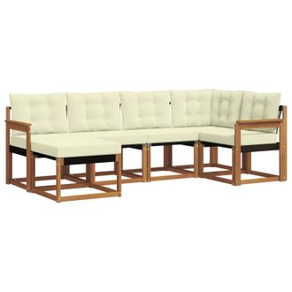 vidaXL Conjunto De Sof&aacute;s De Exterior Con Coj&iacute;n 6 Pcs Natural Y Crema Vidaxl