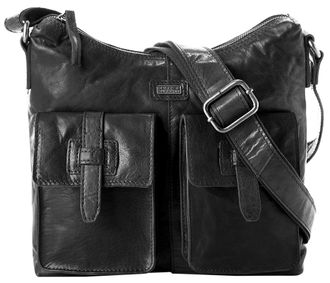 Spikes & Sparrow Umh&auml;ngetasche SPIKES & SPARROW, Damen, Gr. B/H/T: 29cm x 24cm x 11cm onesize, schwarz, Leder, vintage, Taschen Umh&auml;ngetasche, echt Leder