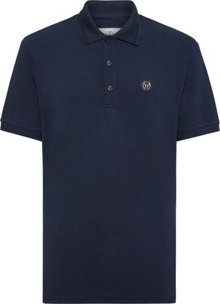 Philipp Plein Tops, Heren, Blauw, 3Xl, Katoen, Pique Polo Shirt SS Gothic Plein