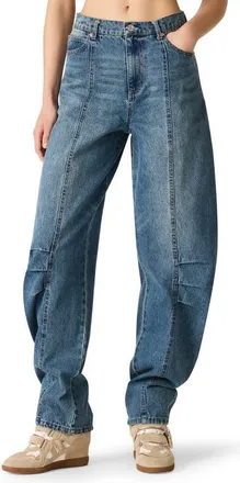 Steve Madden Austin Seamed High Waist Wide Leg Jeans in Blue Heather at Nordstrom, Size 27