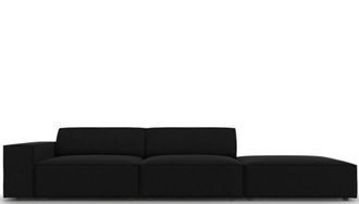 BLOOMINGLOFT 3-Sitzer Designsofa Jodie mit Ottomane rechts - Samtbezug