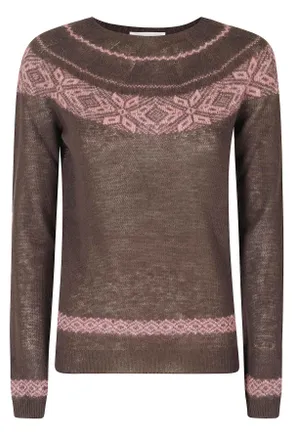Roberto Collina Dark Brown Fair Isle Virgin Wool-Blend Sweater
