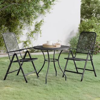 vidaXL 3 Piece Patio Dining Set Expanded Metal Mesh Anthracite