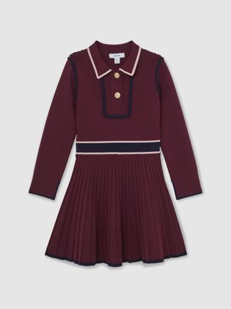 Reiss Womens Burgundy Knitted Skater Dress, Size: 13-14 Years