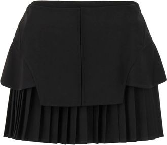 ADĀMO Andrea Adamo Geplooide Minirok - Dames - Korte rokken - Zwart - XS - Polyester - Rokken