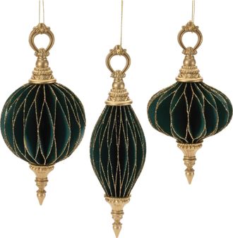 Melrose International Glittered Folded Paper Ornaments (Set of 6) - Green, Gold