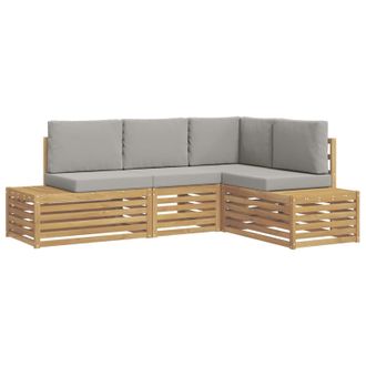 vidaXL Conjunto De Sof&aacute;s De Exterior 4 Pieza Blanco Y Gris Claro Vidaxl