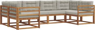vidaXL Conjunto De Sof&aacute;s De Exterior 6 Uds. Gris Natural Y Claro Vidaxl