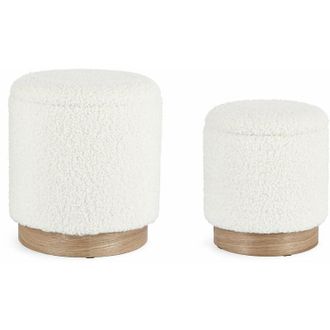 BIZZOTTO Poltrona Pouf Zoya per interno, con struttura In mdf e compensato Set da 2 pezzi -Bianco