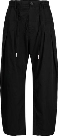 Songzio pleat-detailing drawstring trousers - men - Polyester/Cotton - 44 - Black