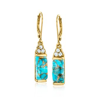 Ross-Simons Turquoise and. Sky Blue Topaz Drop Earrings in 18kt Gold Over Sterling
