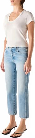 Amo 143 Mid Rise Strait Leg Crop Jean In Saltwater