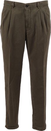Incotex Tailored Brown Front Pleat Straight-Leg Pants