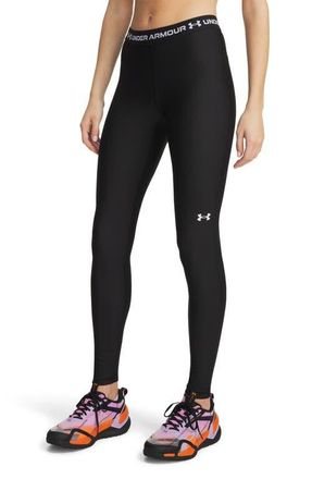 Under Armour HeatGear Leggings in Ultimate Black //White at Nordstrom, Size Xx-Large