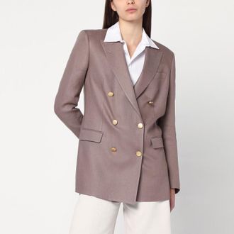 Tagliatore Brown double-breasted linen jacket