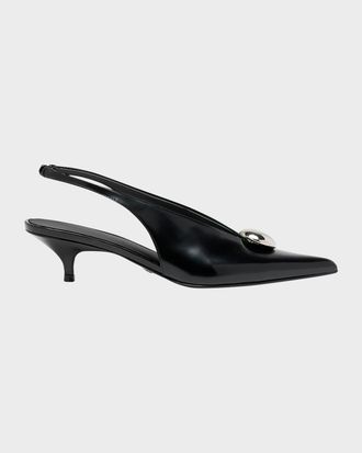 Proenza Schouler Dome Slash Leather Slingback Pumps