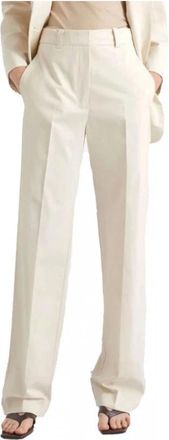 Marella Rechte Broek - Dames - Straight fit broeken - Beige - S - Leer - Broeken