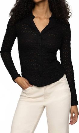 Sanctuary Dreamgirl Lace Button Up Top In Black