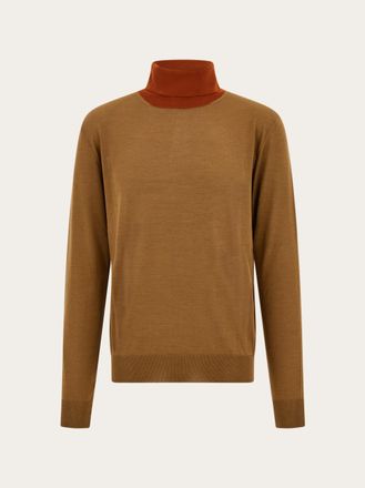 Ferragamo Men Silk turtleneck Brown