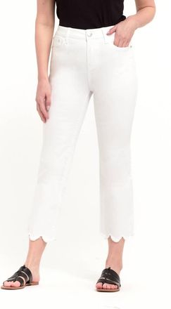 1822 Denim Scallop High Waisted Crop Straight Leg Jean In White