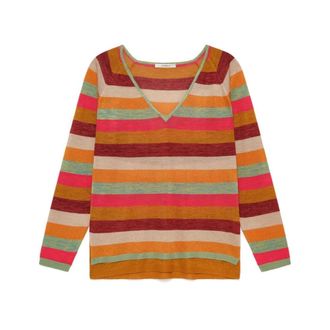 Maliparmi Viscose Fluid Sweater - Dames - V-hals truien - Veelkleurig - XS - Polyester - Truien & Vesten