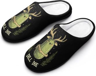 Generic Dill Doe Funny Pickle Mens House Slippers Memory Foam Washable Cotton Slip on Home Shoes