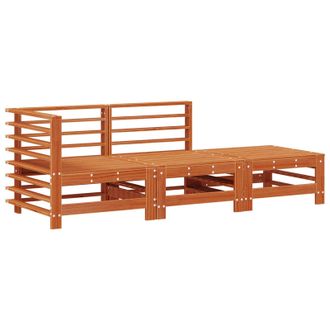 vidaXL Unidades De Sof&aacute; Seccional 3 Pieza Marr&oacute;n Cera Pino Macizo Vidaxl