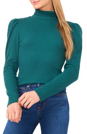 CeCe by Cynthia Steffe Gathered Sleeve Turtleneck Top in Darkforest at Nordstrom, Size Medium