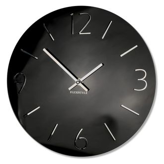 OEM Reloj De Pared Grande Y Delgado, Negro Brillante
