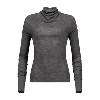 Victoria Beckham Truien & Vesten, Dames, Grijs, L, Wol, Draped Long Sleeve Top