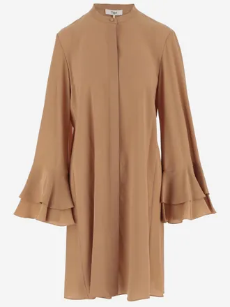 Chlo&eacute; Orange Crepe De Chine Dress