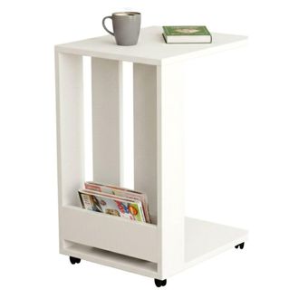 Dmora Mesa De Centro Muifa, Revistero, Forma Rectangular, Tablero De Madera Aglomerada, 37x45x60h Cm Blanco