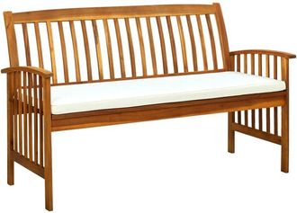 vidaXL Banco De Jard&iacute;n Con Coj&iacute;n Madera Maciza De Acacia 147 Cm Vidaxl