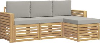 vidaXL Conjunto De Sof&aacute;s De Exterior 4 Uds. Blanco Y Gris Claro Vidaxl