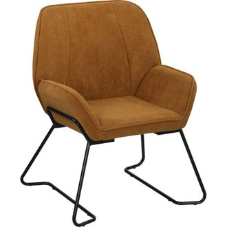 HOMCOM Homcom Butaca De Sal&oacute;n Moderna Sill&oacute;n Lectura Con Asiento Ancho Y Acolchado Tapizado En Terciopelo Patas De Metal Marr&oacute;n