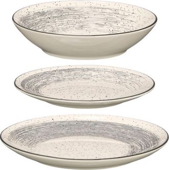 OEM Juego De 12 Platos Con Efecto Moteado, Gris