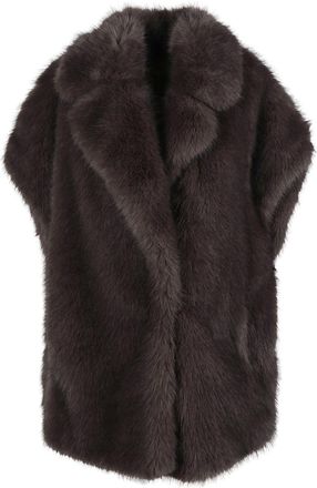 Herno Soft Faux Fur Brown Notched Collar Coat
