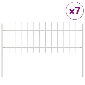 Berkfield Home Garden Fence with Spear Top - White, 11.9 x 0.6 m, Steel in White