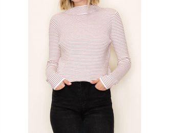 Staccato Striped Mock Neck Sweater In Ivory & Copper