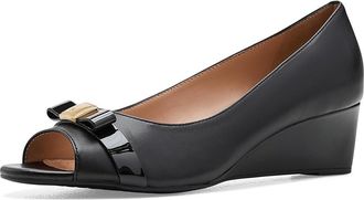 Cole Haan Go-to Malta Peep Toe Bow High Womens Heels Black Leather : 10.5 B - Medium