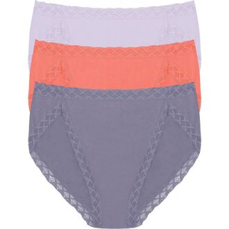 Natori Bliss Cotton French Cut Brief 3-Pack in Prple Prl/neon Coral/twlght Hz at Nordstrom, Size Xx-Large