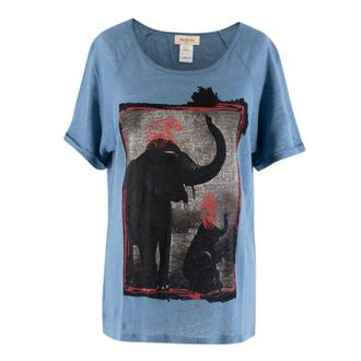 Paul & Joe Blue Elephant Print Linen Top Size XXS