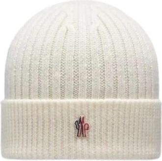 Moncler Warme Gebreide Beanie Muts - Heren - Hoeden - Beige - ONE Size - Accessoires