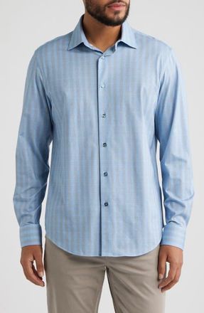 Bugatchi James OoohCotton Plaid Button-Up Shirt in Air Blue at Nordstrom, Size Xx-Large