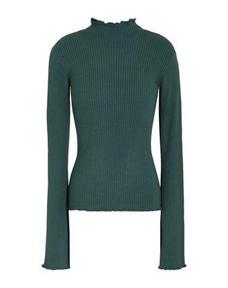 8 by YOOX VISCOSE RIB BELL SLEEVE LETTUCE TRIM KNIT TOP